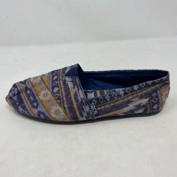 BOBS by Skechers Navy Orange Aztec Print Slip On Flats Women Size 8 - Picture 2 of 8